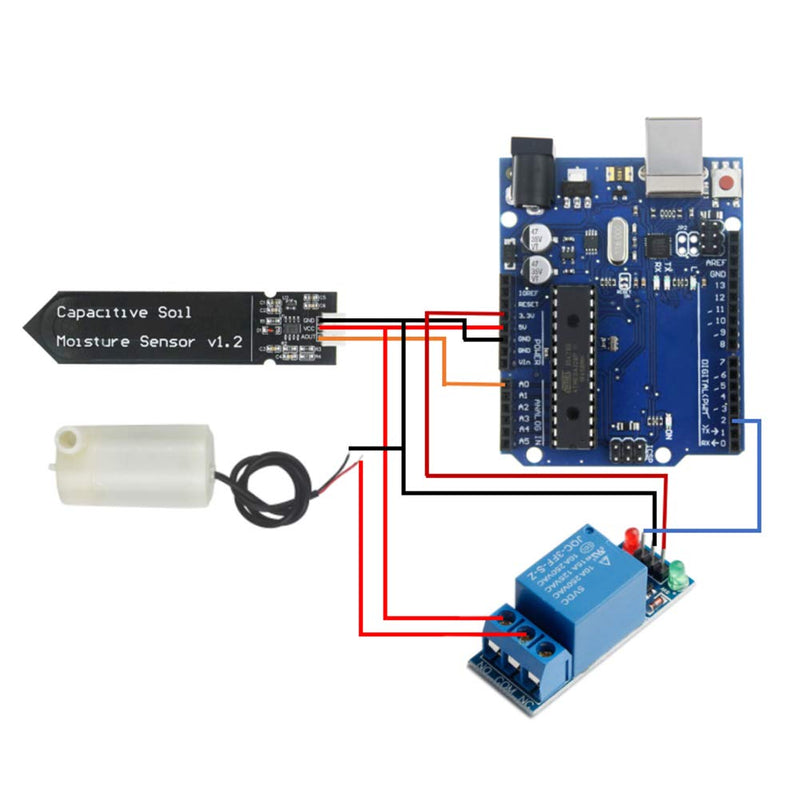 WayinTop Automatic Irrigation DIY Kit Self Watering System with Capacitive Soil Moisture Sensor 1 Channel 5V Relay Module and Water Pump + 1M Vinyl Tubing for Garden Plant Flower Herb Potted - NewNest Australia