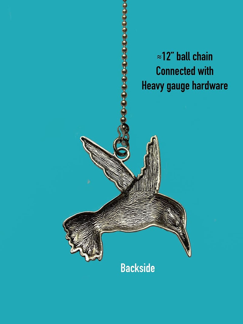 QiChi Large Hummingbird and Rose Fan Light Pull Chain Ornament Set, Silver - NewNest Australia