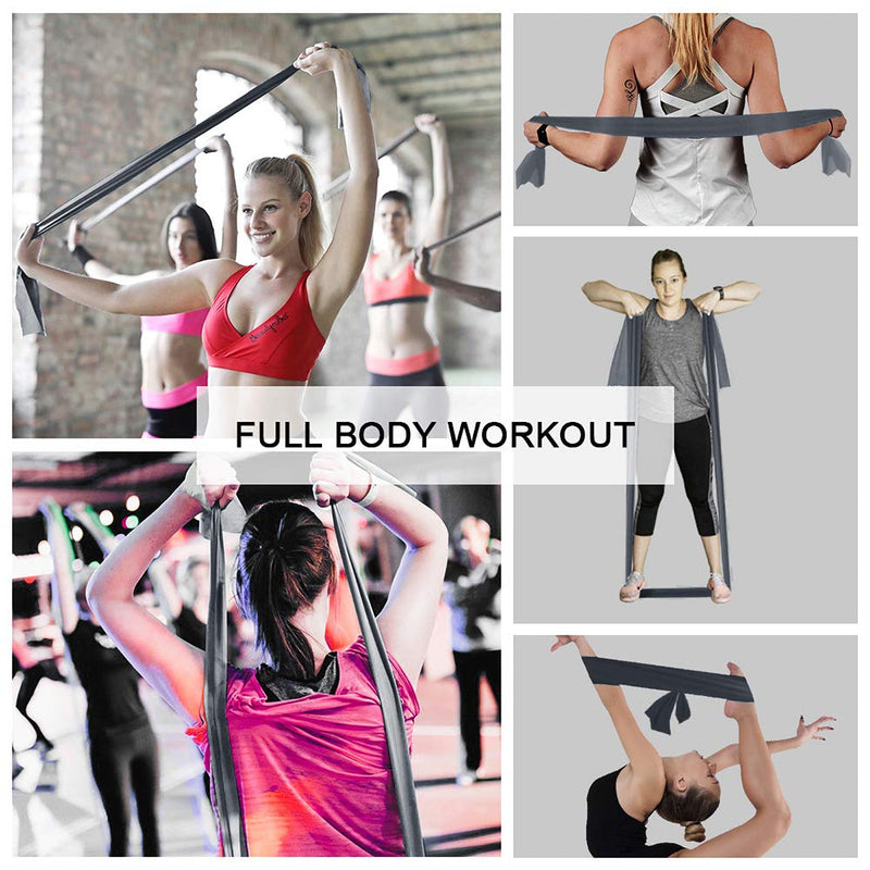 A AZURELIFE Resistance Bands Set, Professional Non-Latex Elastic Exercise Bands, 5 ft. Long Stretch Bands for Physical Therapy, Yoga, Pilates, Rehab, at-Home or The Gym Workouts, Strength Training Gray - NewNest Australia