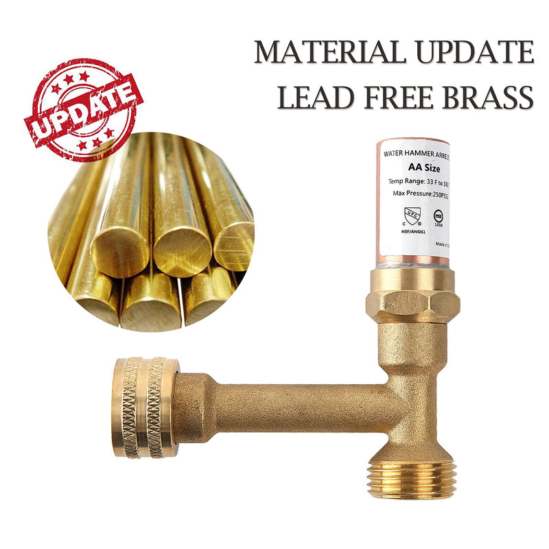 Watflow Water Hammer Arrestor, 2 Pack, Lead- Free Brass, 3/4"GHT Thread, Water Hammer Arrestor Washing Machine,Pressure reducer, Shock absorbtion - NewNest Australia