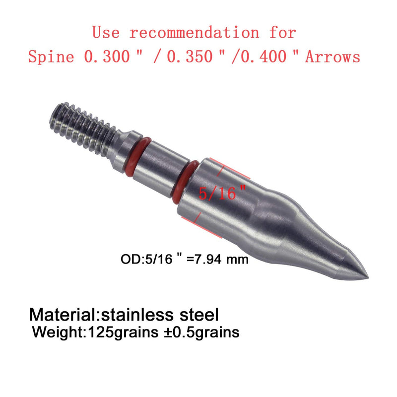 maifield Stainless Steel Archery Field Points, Easy Pull Various Outside Diameter,85/100/125/150 Grains,Screw in Archery Field Tips 125 Gra" 5/16" Combo Shape, 125 Grain - NewNest Australia