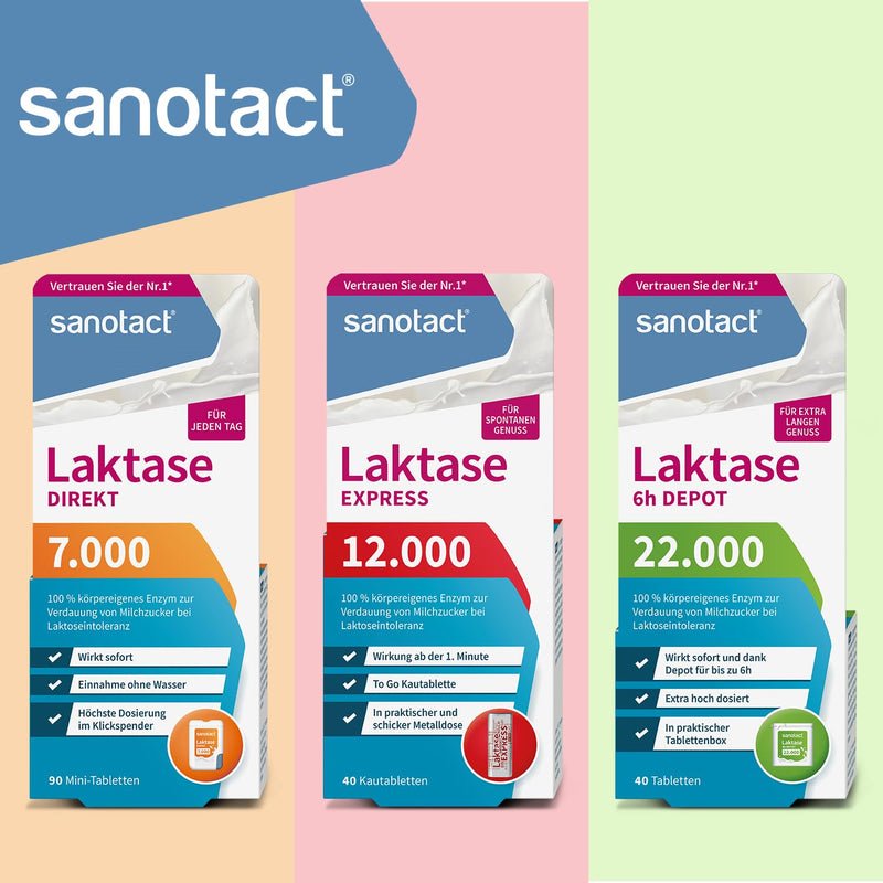 Sanotact Lactase 12,000 Express ‚ 40 Lactose Tablets With Immediate Effect + Extra High Dose ‚ Lactose Tablets For Lactose Intolerance + Milk Intolerance - NewNest Australia