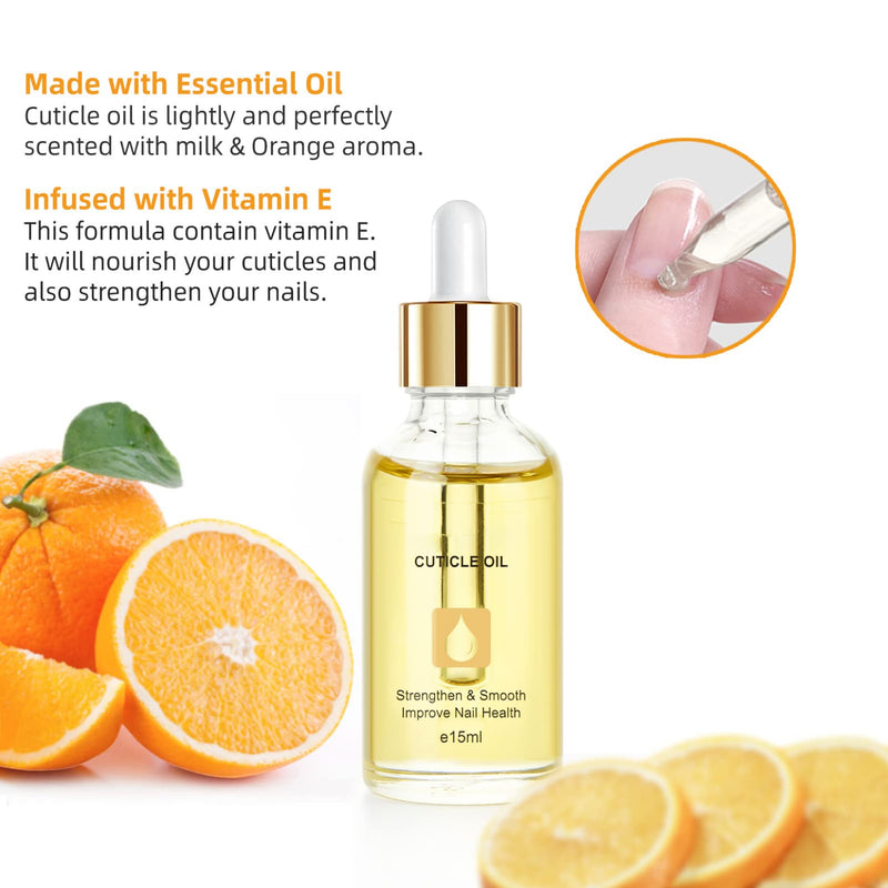 Nail Cuticle Oil 15ml with Organic Vitamin E & B, Cuticle Oil for Nails, Jojoba Nail Cuticle Oil,Nail Oil Soothe Moisturize with Dropper Design for Dry Rough Nail Care Repair - NewNest Australia