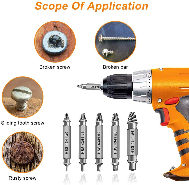 Damaged&Stripped Screw Extractor Remover Tool and Drill Bit Set. Broken Bolt Extractor and Screw Remover Set of 6 Pcs - NewNest Australia