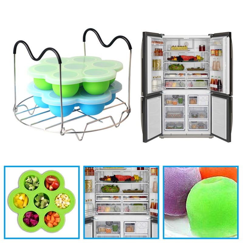 Silicone Egg Bites Mold Set of 4, Steamer Rack with Heat resistant Handle and Spoon,Reusable Sous Vide Egg Poacher with Lid Fits Instant Pot 5,6,8 qt Pressure Cooker 6.3 x 1.6 (in) - NewNest Australia