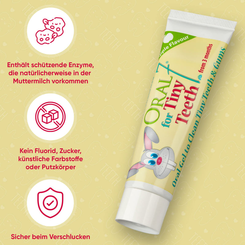 Oral7 Tiny Teeth. Baby Toothpaste With The Enzymes Of Breast Milk For Less Tooth Caries. With Free Fingerling. Toothpaste Baby With Great Apple Flavor. Toothpaste For Babies (6-24 Months) - NewNest Australia