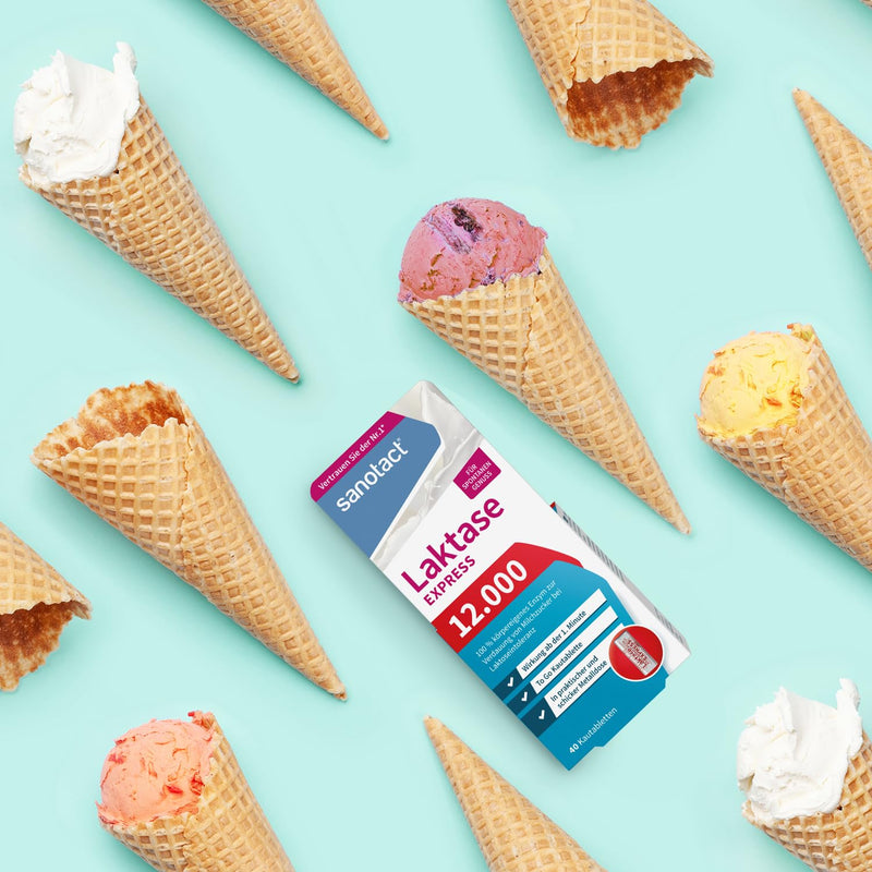 Sanotact Lactase 12,000 Express ‚ 40 Lactose Tablets With Immediate Effect + Extra High Dose ‚ Lactose Tablets For Lactose Intolerance + Milk Intolerance - NewNest Australia