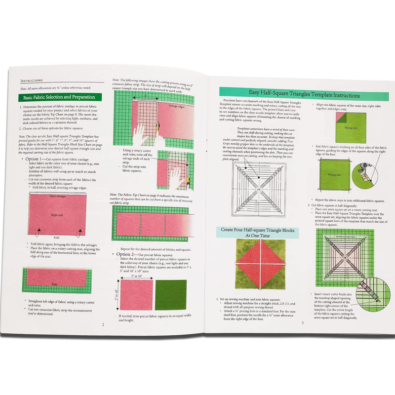YICBOR Easy HalfSquare Triangles Quilting Rulers and Template