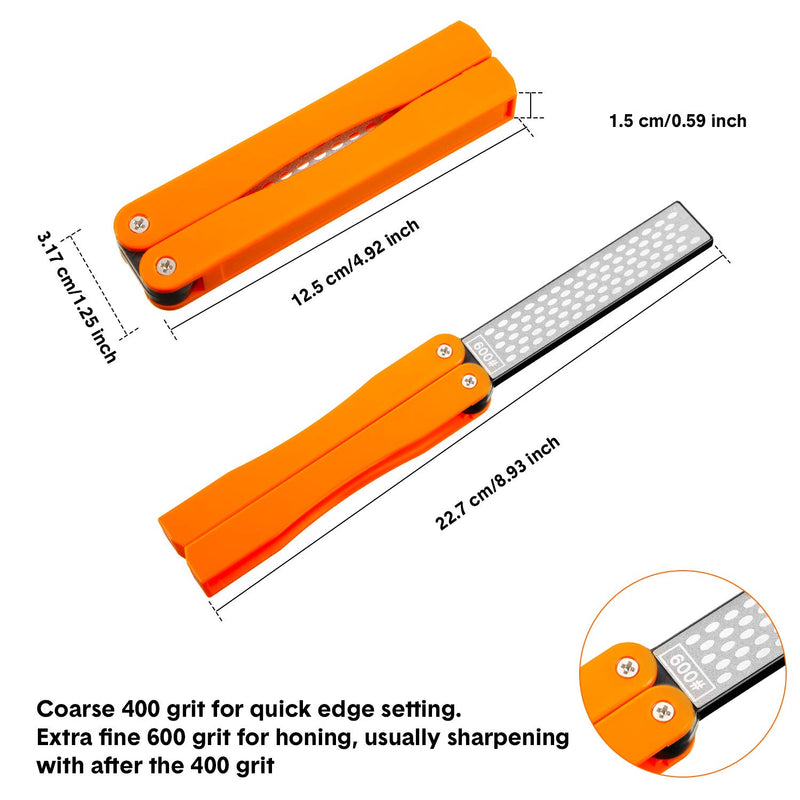 2 Pack Garden Tool Sharpener, Folding Pocket Diamond Knife Sharpener 400/600 Grit Double-Sided Scissor, Pruners, Loppers or Blade Sharpening Stone for Garden Outdoor Camping Kitchen - NewNest Australia