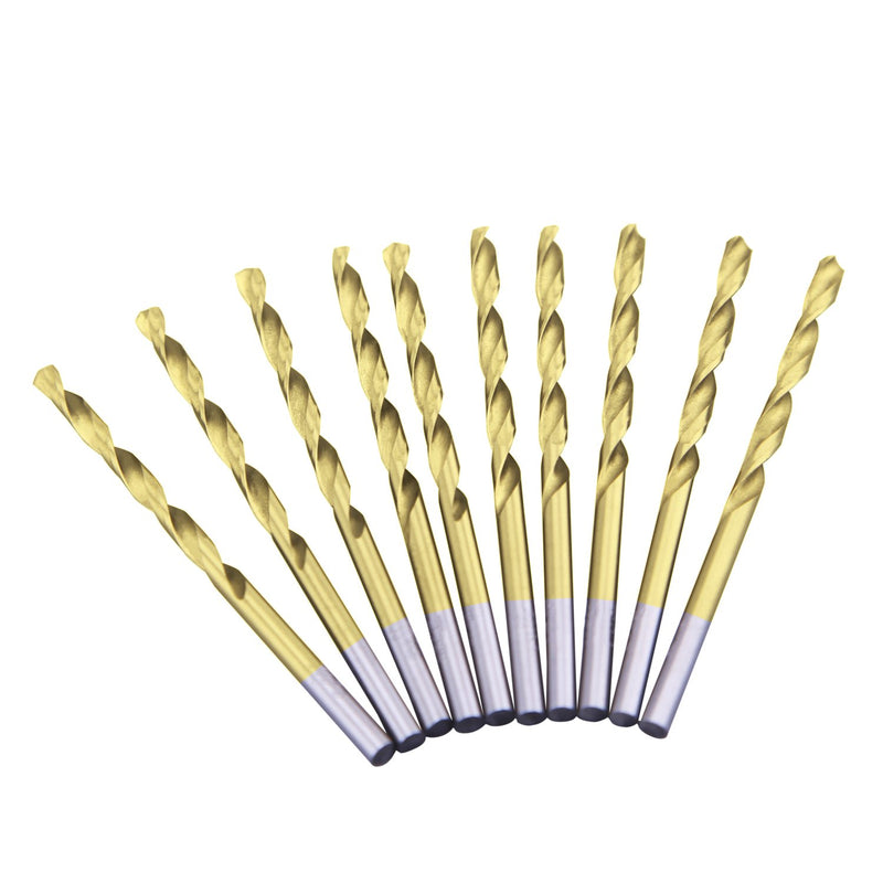 1/8” Titanium Coated Twist Drill Bit Set, High Speed Steel Jobber Length Drill, Split Point, 10PCS (For Wood, Plastic and Metal) 1/8 in - NewNest Australia