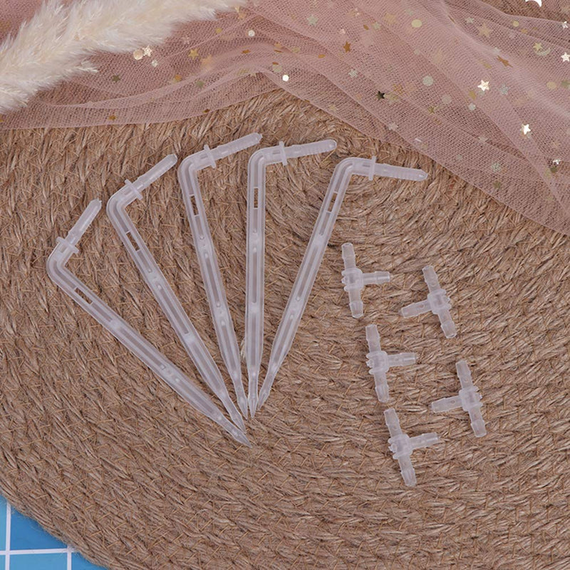 CoscosX 10 Sets White Drip Emitters with 3-Way Connector Curved Arrow Dripper Potted Plants Bend Sprinklers Garden Automatic Irrigation System for 4/7mm Hose Patio Watering Cooling Irrigation Kit - NewNest Australia