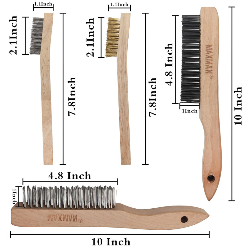 Maxman Brass Brush Soft Brass Bristle Wire Brush with 10