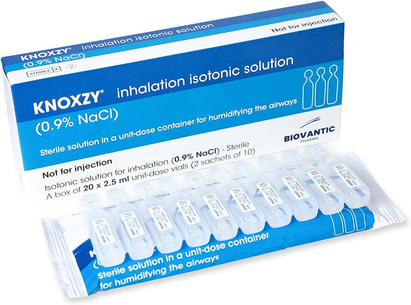 KNOXZY Sterile Isotonic Saline Solution 0.9% - Sodium Chloride NaCl - Inhalation Saline Solution for Humidifying The Airways – 20 X 2.5 ml Unit Dose Vials, Pharmaceutical Grade (Pack of 2) - NewNest Australia