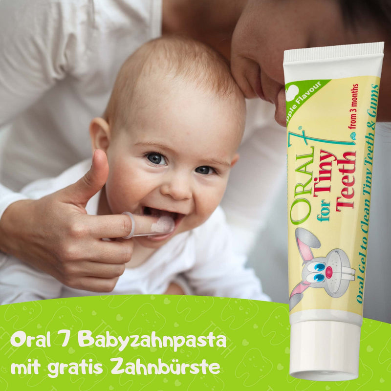Oral7 Tiny Teeth. Baby Toothpaste With The Enzymes Of Breast Milk For Less Tooth Caries. With Free Fingerling. Toothpaste Baby With Great Apple Flavor. Toothpaste For Babies (6-24 Months) - NewNest Australia