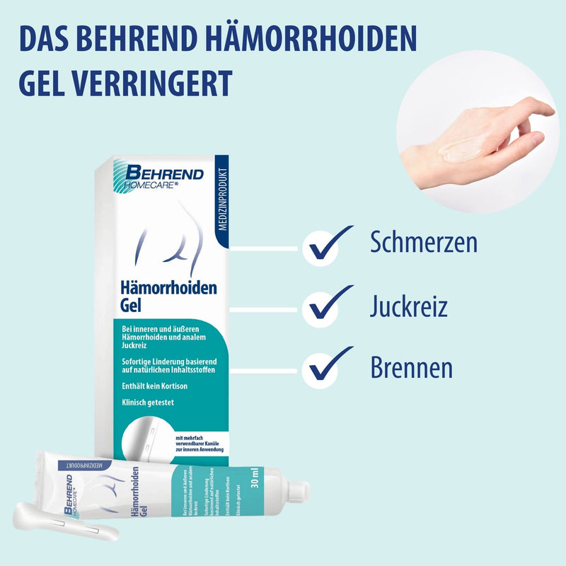 Behrend Hemorrhoid Gel Made From Natural Ingredients For Internal & External Hemorrhoids, Itch