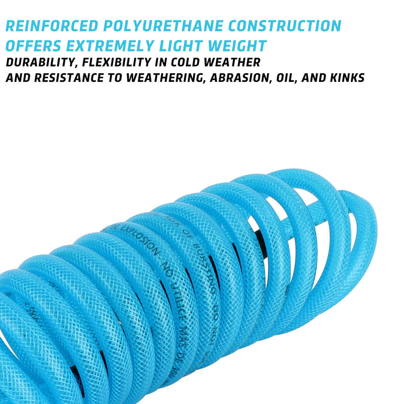 WYNNsky 1/4''×10ft Recoil PU Air Hose, Air Compressor Hose with Swivel Fittings and Bend Restrictors - NewNest Australia