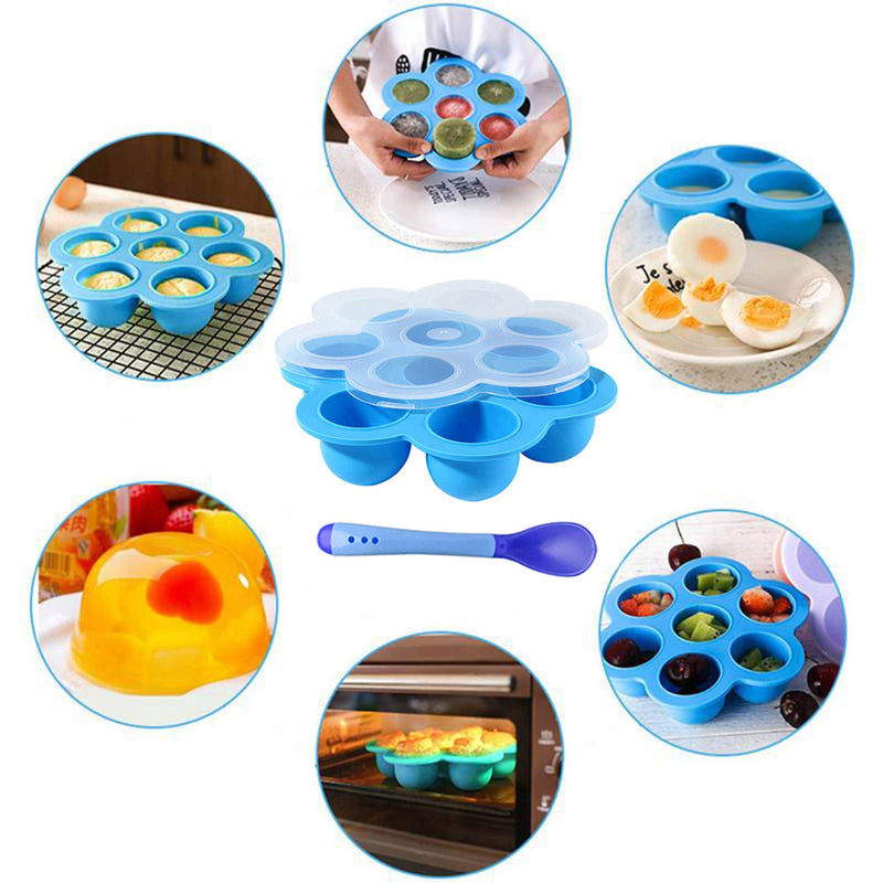 Silicone Egg Bites Mold Set of 4, Steamer Rack with Heat resistant Handle and Spoon,Reusable Sous Vide Egg Poacher with Lid Fits Instant Pot 5,6,8 qt Pressure Cooker 6.3 x 1.6 (in) - NewNest Australia