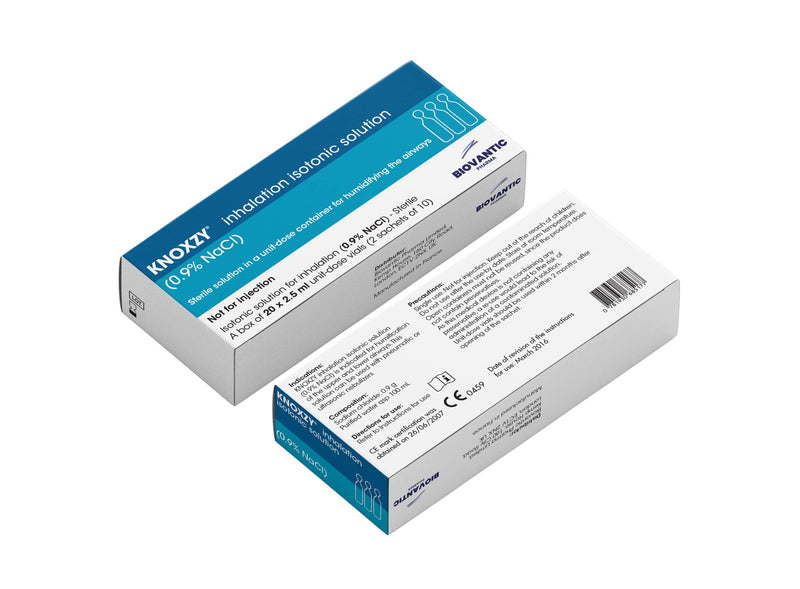 KNOXZY Sterile Isotonic Saline Solution 0.9% - Sodium Chloride NaCl - Inhalation Saline Solution for Humidifying The Airways – 20 X 2.5 ml Unit Dose Vials, Pharmaceutical Grade (Pack of 2) - NewNest Australia