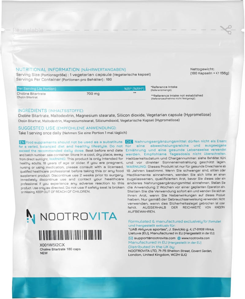 Choline high dose 700mg 180 capsules For liver function, memory