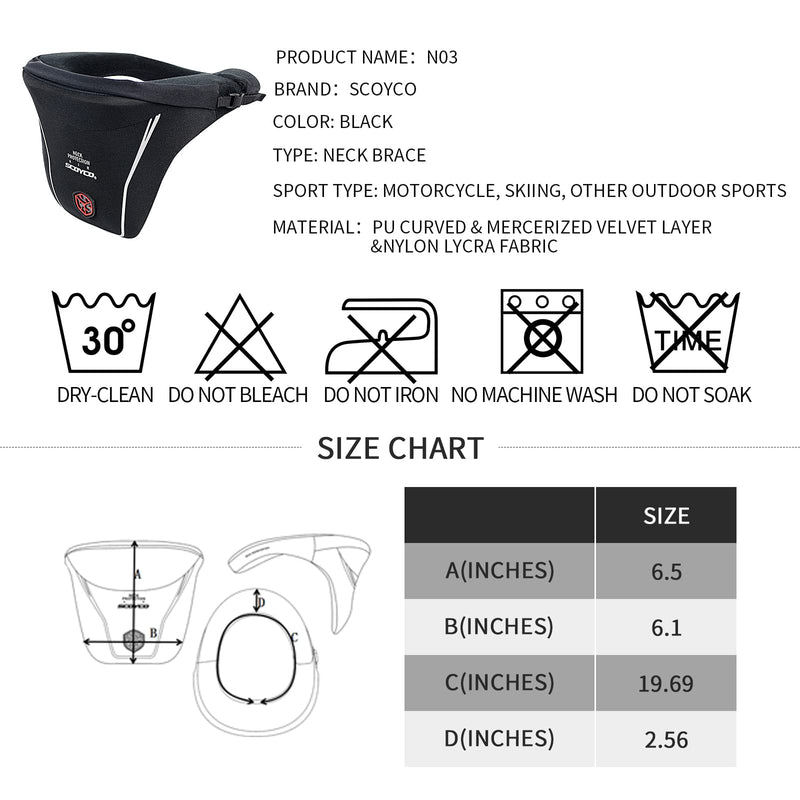 Scoyco,Motorcycle Neck Protector Motocross Neck Brace Support Black Neck Support Racing Collar For Adults Mtb Bicycle Wheel Protector Off-Road Riding Body Protection Gear - NewNest Australia