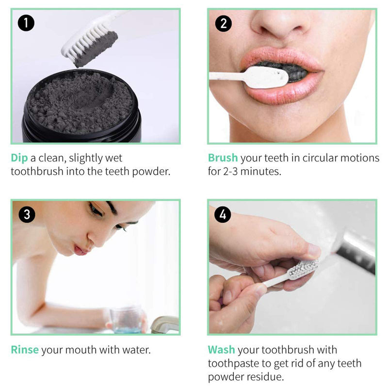 100% Organic Activated Charcoal Teeth Whitening Powder with Bamboo Toothbrush - 50g Natural Coconut Charcoal, Effective Teeth Stain Remover and Toothpaste Alternative - Safe for Gums Or Enamel, Vegan 1.76 Fl Oz (Pack of 1) - NewNest Australia