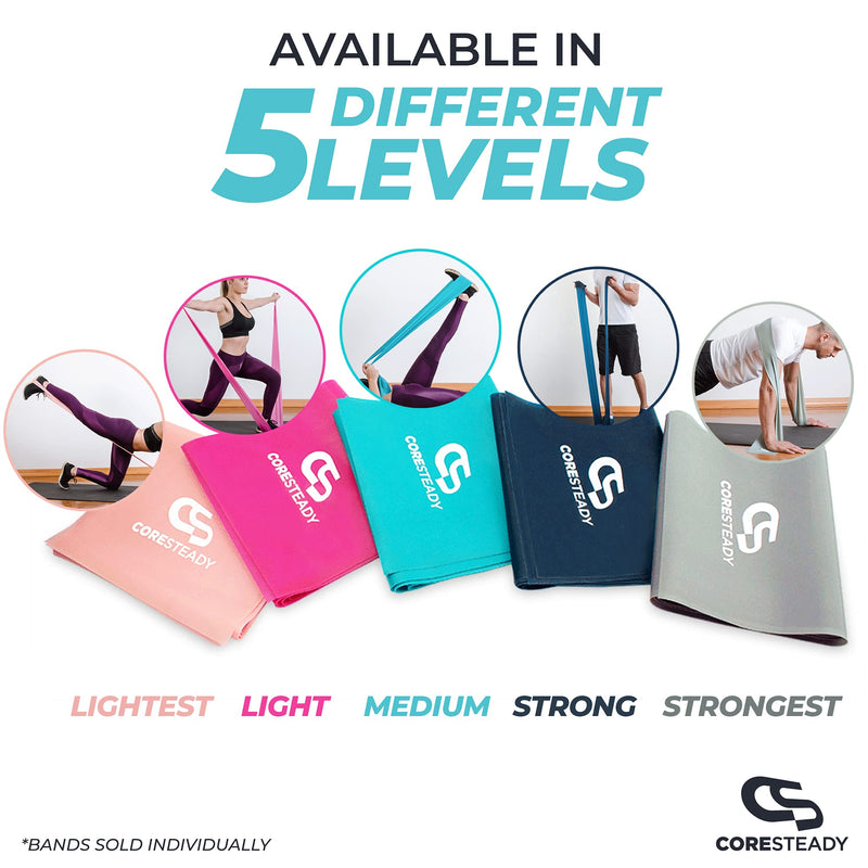 Coresteady Resistance Band For Men & Women - Exercise Band to Build Strength, Flexibility, Muscle & Tone - For Fitness, Stretching, Pilates, Physio & Yoga - With Exercise Guide 6. 3 SET 2 Metre - NewNest Australia