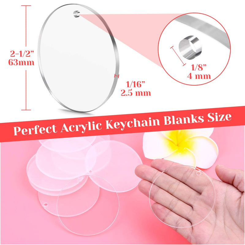 Acrylic Keychain Blanks for Vinyl,30 pcs Ornament Acrylic Blanks Circle Clear Acrylic Discs Keychain Bulk 2.5inch Round with Hole for Engraving DIY Projects,Art Crafts (2.5 Inch, 30 Pcs) 2.5 Inch, 30 Pcs - NewNest Australia