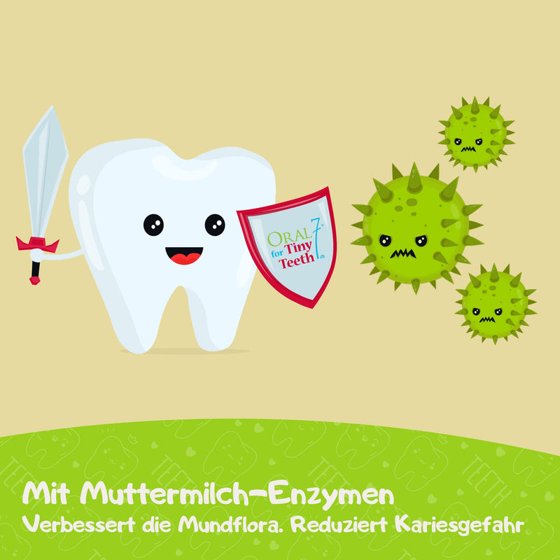Oral7 Tiny Teeth. Baby Toothpaste With The Enzymes Of Breast Milk For Less Tooth Caries. With Free Fingerling. Toothpaste Baby With Great Apple Flavor. Toothpaste For Babies (6-24 Months) - NewNest Australia