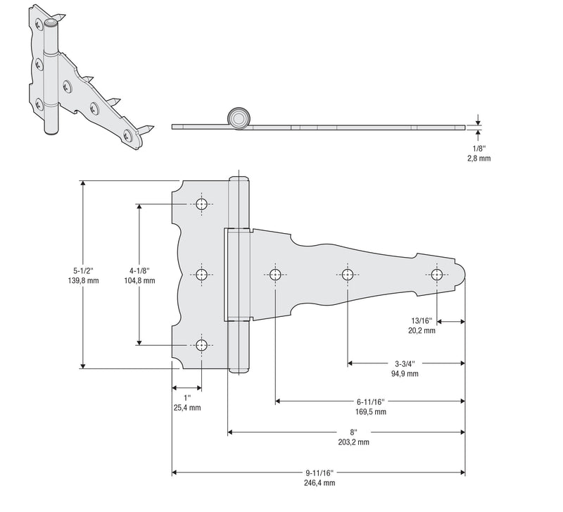 National Hardware N109-037 SPB841 Ornamental T Hinge in Black,8 Inch 8 Inch National Hardware Packaging - NewNest Australia