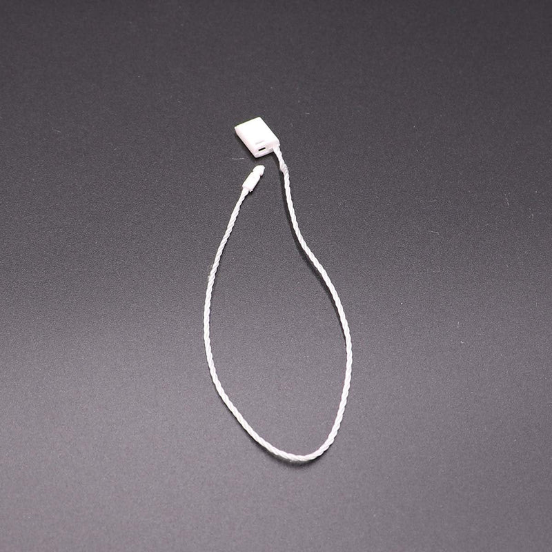 LGEGE 300Pcs 7inch White Hang Tag Nylon String Snap Lock Pin Loop