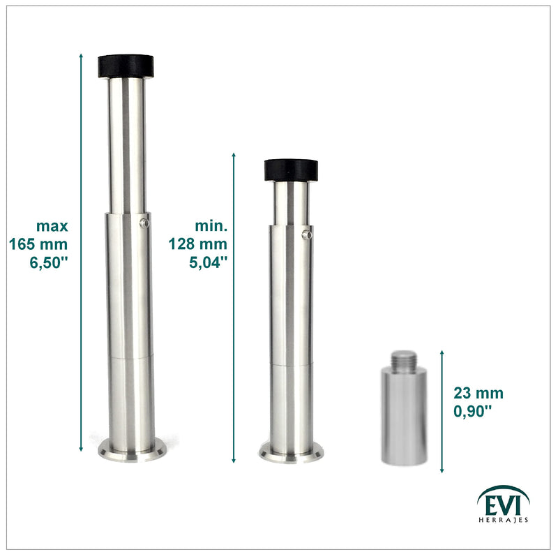 VI Herrajes, Wall Mounted Door Stop with Extension KIT 3.46" - 6.50", Black Rubber, I-182-KITCB 3.46" to 6.50" Screw - NewNest Australia