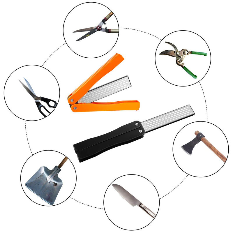 2 Pack Garden Tool Sharpener, Folding Pocket Diamond Knife Sharpener 400/600 Grit Double-Sided Scissor, Pruners, Loppers or Blade Sharpening Stone for Garden Outdoor Camping Kitchen - NewNest Australia