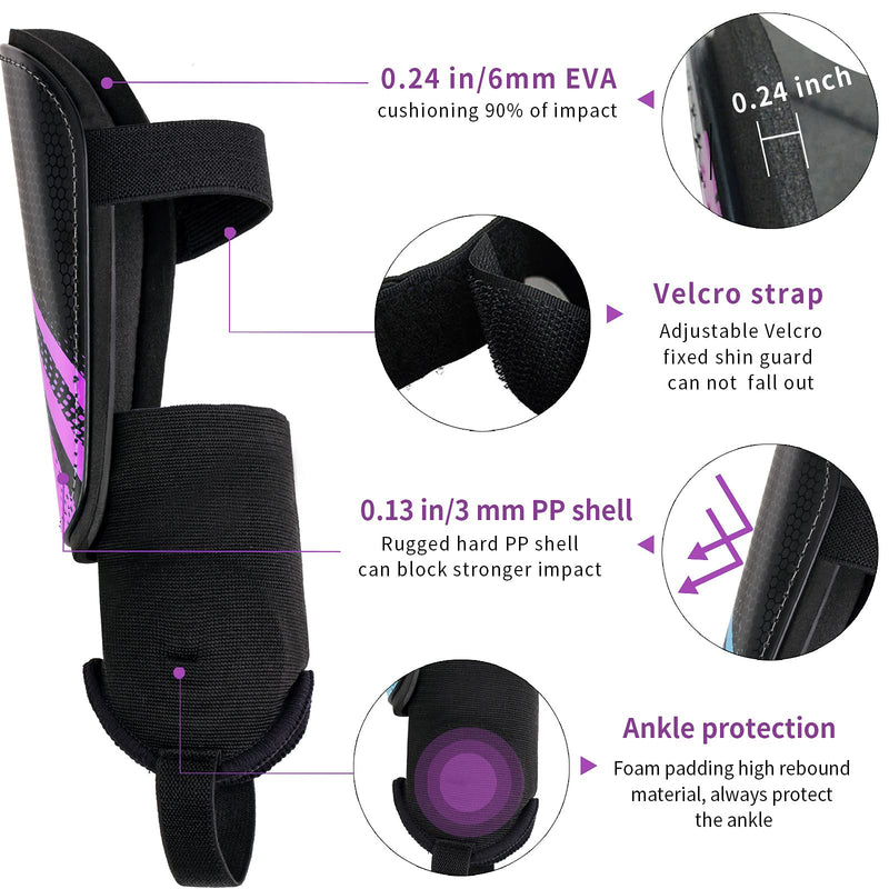 newox Soccer Shin Guards Kids Youth - Shin Pads Protection Boys Shin Guards Soccer Youth - Soccer Shin Guards for Kids 3-15 Years Old Girls Boys purple X-Small - NewNest Australia