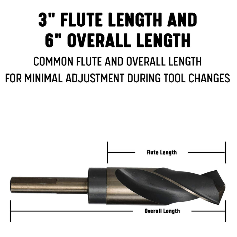 Drill America - KFDRSD9/16 9/16" Reduced Shank High Speed Steel Black & Gold KFD Drill Bit with 1/2" Shank, KFD Series 9/16" - NewNest Australia