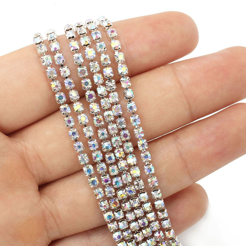  10Yard 2.8MM Clear Crystal Rhinestone Chain Close Trim