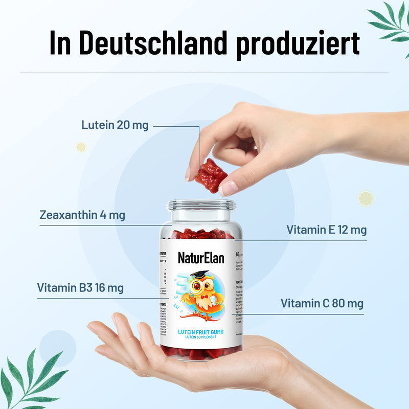 Naturelan Eye Vitamins - Lutein Zeaxanthin High Dose Gummy Bears - Pack Of 60, 20 Mg Lutein, 4 Mg Zeaxanthin Each 2Pcs, Eye Vitamins, No Unwanted Additives, Produced In Germany - NewNest Australia