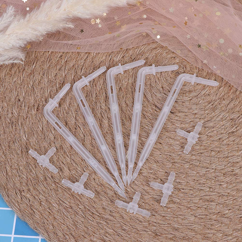 CoscosX 10 Sets White Drip Emitters with 3-Way Connector Curved Arrow Dripper Potted Plants Bend Sprinklers Garden Automatic Irrigation System for 4/7mm Hose Patio Watering Cooling Irrigation Kit - NewNest Australia