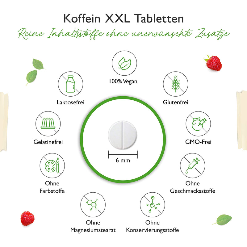 Caffeine tablets with 200 mg each - 500 tablets - Laboratory tested (active ingredient content & purity) - No unwanted additives - High dosage - Vegan - Premium quality - NewNest Australia