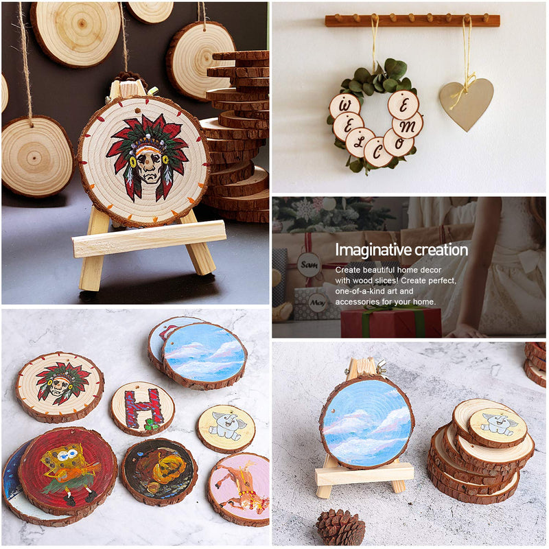 5ARTH Natural Wood Slices - 30 Pcs 2.7-3.1 inches Craft Unfinished Wood kit Predrilled with Hole Wooden Circles for Arts Wood Slices Christmas Ornaments DIY Crafts 30pcs(2.7"-3.1") - NewNest Australia