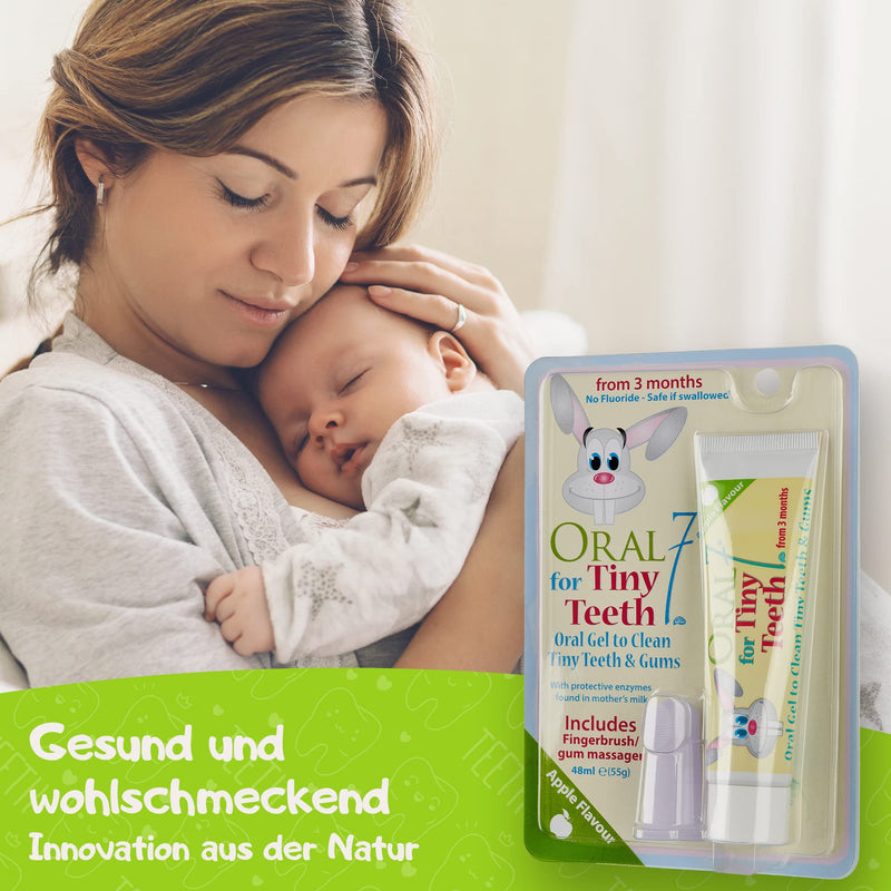 Oral7 Tiny Teeth. Baby Toothpaste With The Enzymes Of Breast Milk For Less Tooth Caries. With Free Fingerling. Toothpaste Baby With Great Apple Flavor. Toothpaste For Babies (6-24 Months) - NewNest Australia