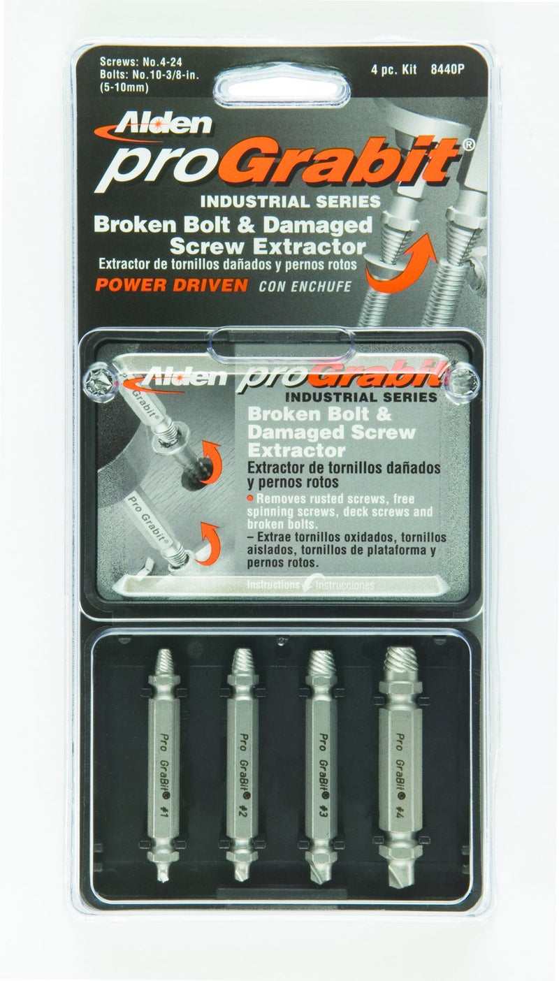 Alden 8440P Grabit Pro Broken Bolt and Damaged Screw Extractor 4 Piece Kit - NewNest Australia