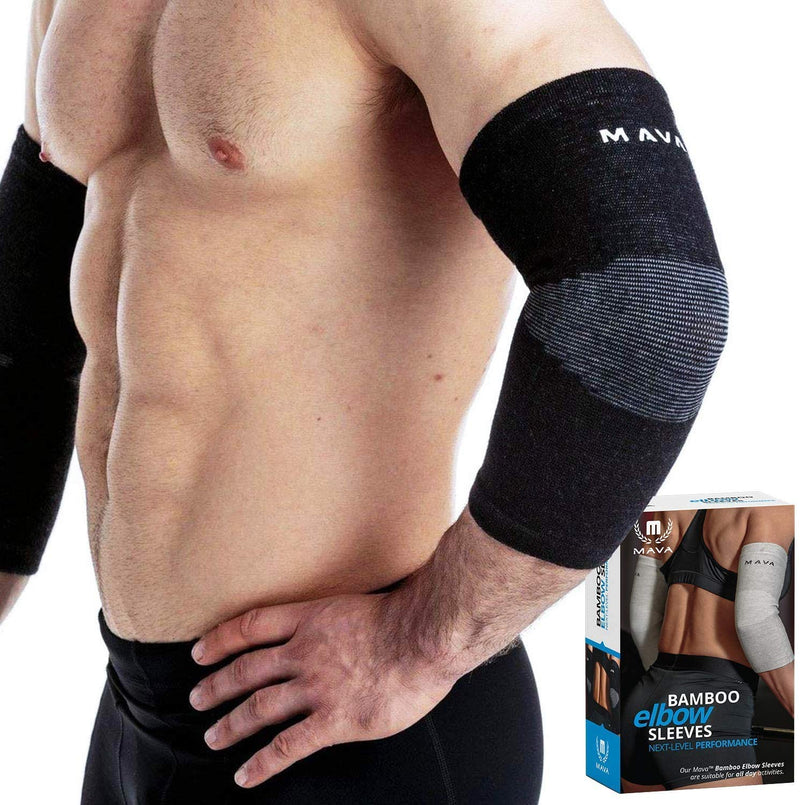 Mava Sports Recovery Compression Elbow Sleeve - Support For Workouts, Exercise Arthritis, Tendonitis, Tennis Elbow And Golfer'S Elbow - Bamboo Carbon Fiber Athletic Elbow Compression Sleeve Black Xxl - NewNest Australia