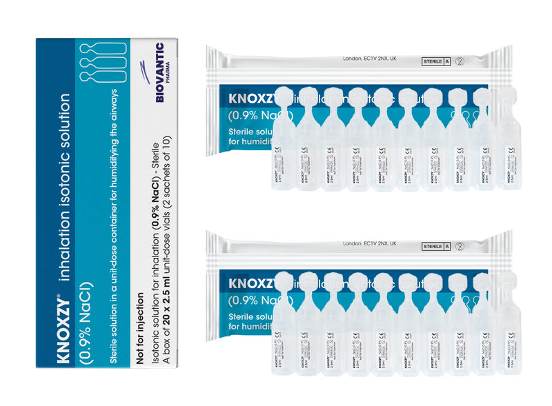 KNOXZY Sterile Isotonic Saline Solution 0.9% - Sodium Chloride NaCl - Inhalation Saline Solution for Humidifying The Airways – 20 X 2.5 ml Unit Dose Vials, Pharmaceutical Grade (Pack of 2) - NewNest Australia