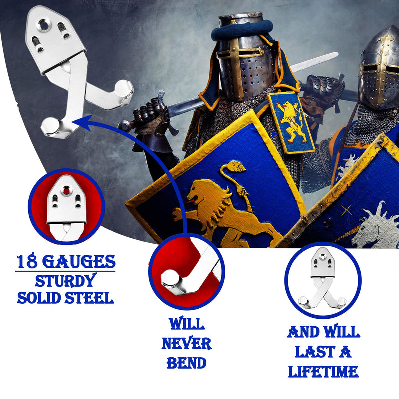 Mythrojan Metal Single Sword Vertical Wall Mount Universal Sword Holder Wall Display Silver (Set of 2) - NewNest Australia