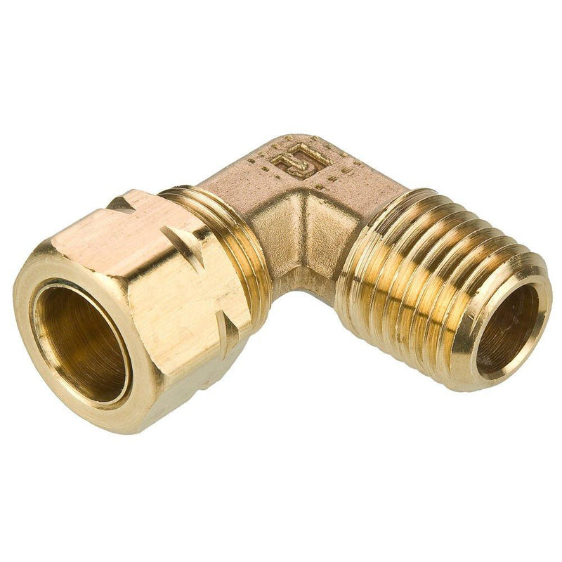 Parker 169CA-4-6 Compress-Align Compression Fitting, Tube to Pipe, Forged Brass, Compression 90 Degree Elbow, 1/4" and 3/8" - NewNest Australia