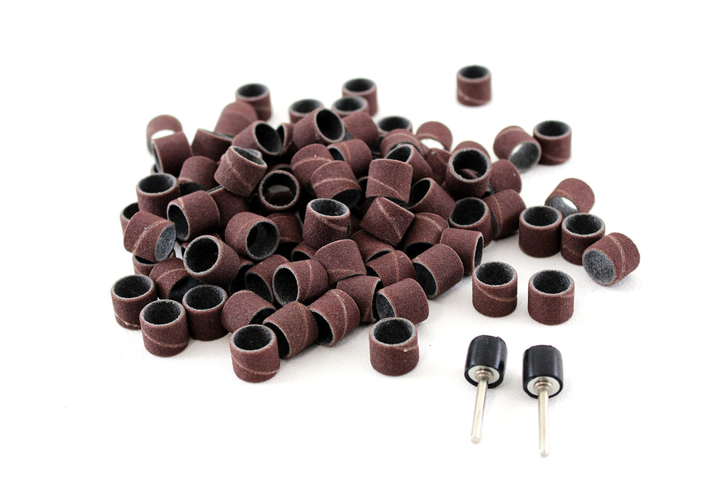 TEMO 100 pc 1/2 Inch (13 mm) Sand Drum Grit 60 Coarse with 2 pc 1/8 Inch (3 mm) Mandrel for Dremel and Compatible Rotary Tools 1/2" #60 - NewNest Australia
