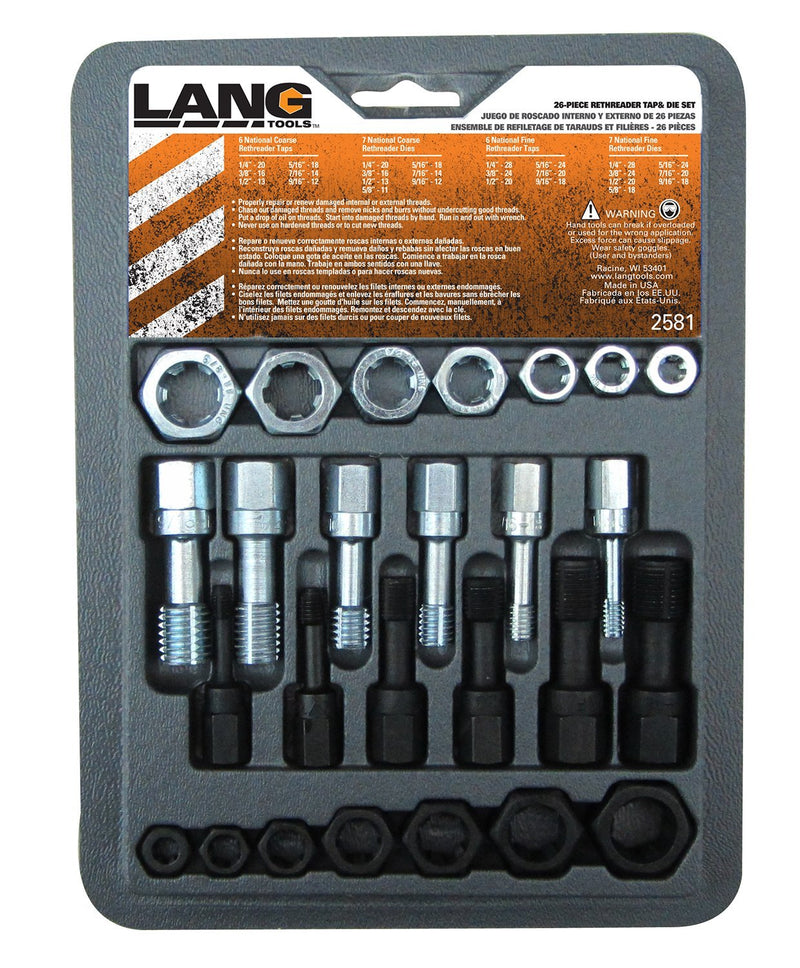 Lang Tools 2581 26-Piece Thread Restorer Tap and Die Set, black - NewNest Australia