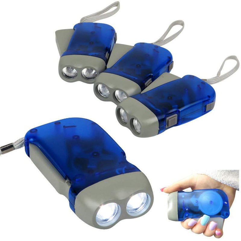Evelots Hand Crank Flashlight-Camping-Home-Car-No Battery-LED Bright Light-Set/4 Set of 4 - NewNest Australia