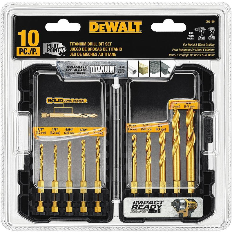 DEWALT Titanium Drill Bit Set, 10-Piece Impact Ready (DD5160) 10 pc - NewNest Australia