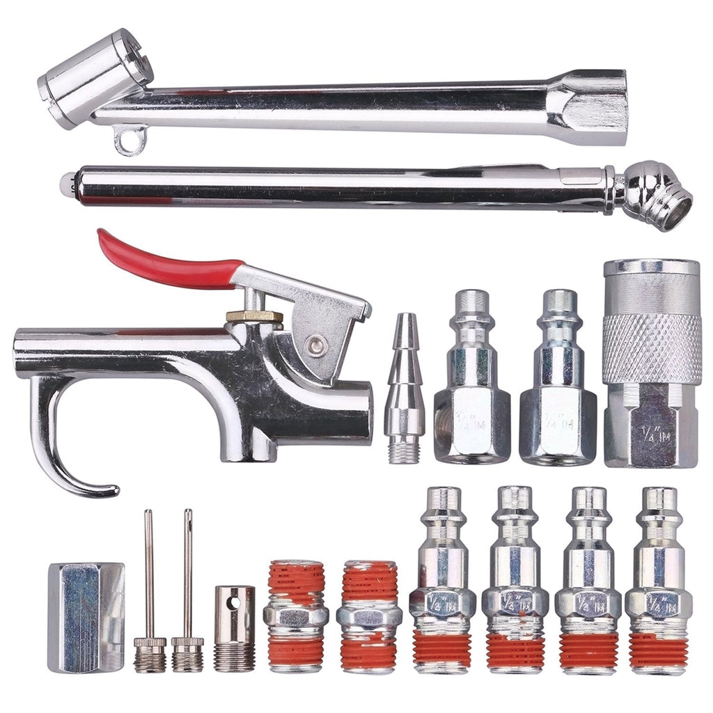 WYNNsky Air Tool and Compressor Accessory Kit, 1/4 Inch NPT 17 Piece Air Hose Fittings with Blow Gun, Tire Gauge and Storage Case - NewNest Australia